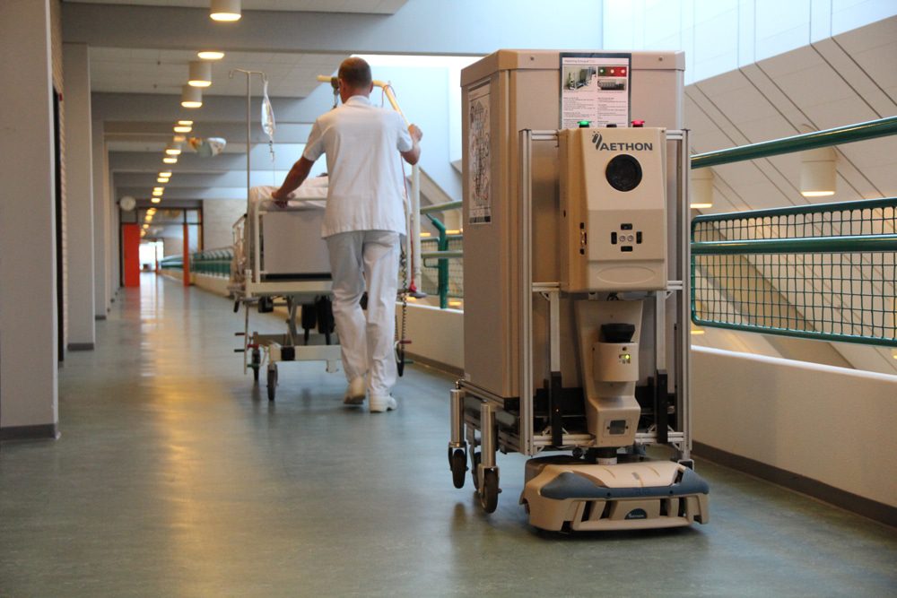 aethon-robotics Logistic mobile robot in hospitals. (Credit: Aethon Robotics)