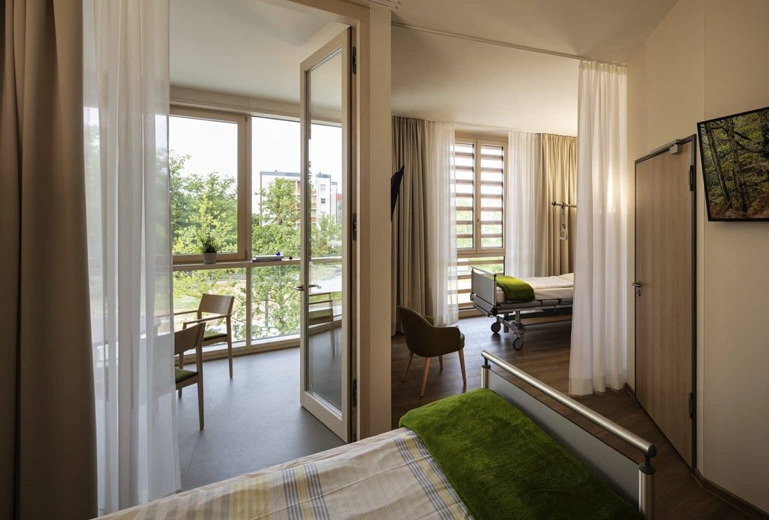 room_waldkliniken_eisenberg Patient room, Rehabilitation Center at Waldkliniken Eisenberg. (Credit: HG Esch)