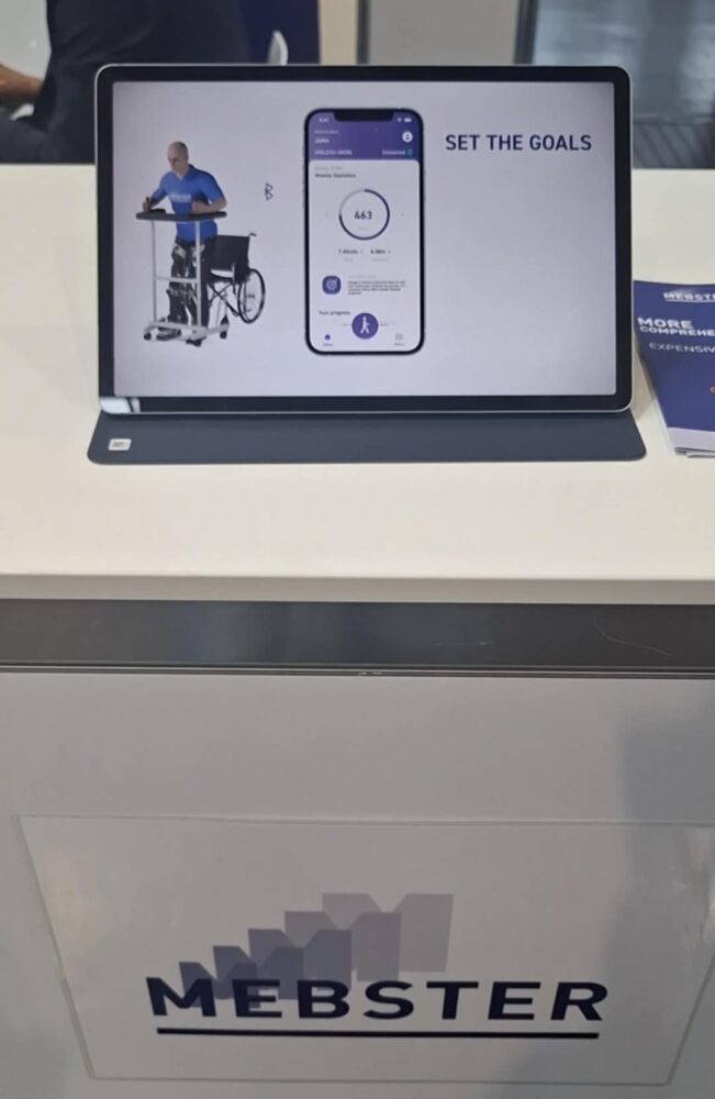 mebster-set-the-goals-651x1000-1 Video shows phone app for data collection; Mebster stand at RehaCare 2025. Image: MedicalExpo e-Magazine.